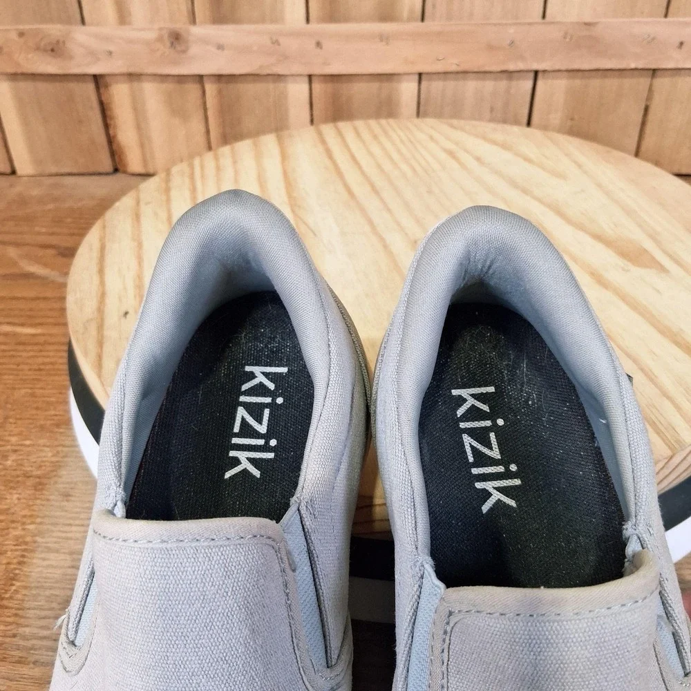 Kizik‎ Venice Shoes Womens 9 Gray Canvas Slip On Comfort Hands Free Sneakers